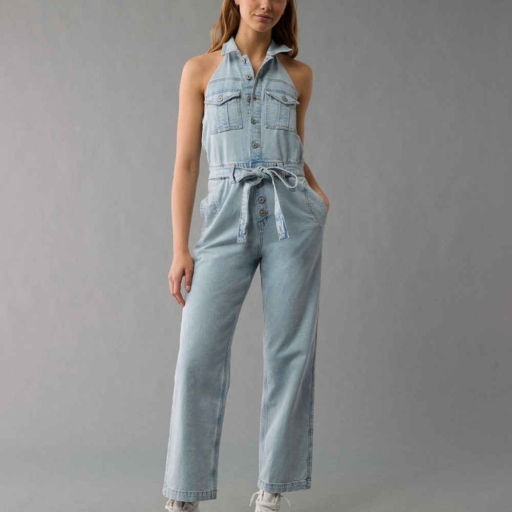 American Eagle Outfitters Blue Casual Denim Overalls